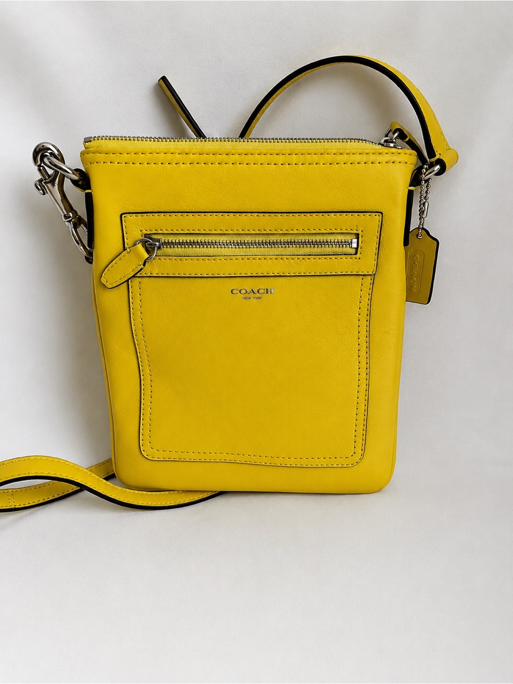 Coach Bright Yellow Leather Crossbody Phone Bag